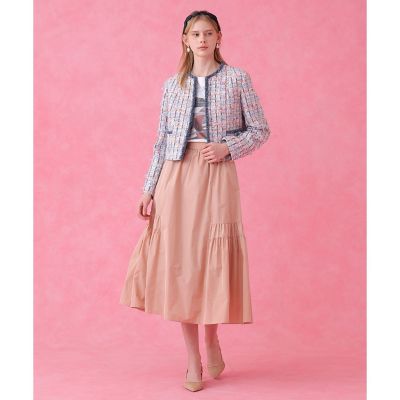 セットアップ対応商品】カラーミックスツイードノーカラー ジャケット