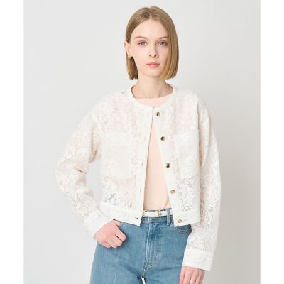 ＜ANAYI＞【セットアップ対応商品】メッシュレースノーカラーブルゾン