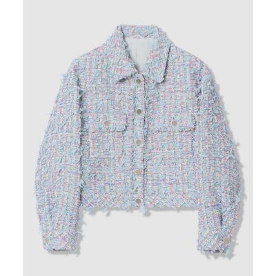 ＜ANAYI＞【セットアップ対応商品】ブルーミックスツイードショート　ジャケット