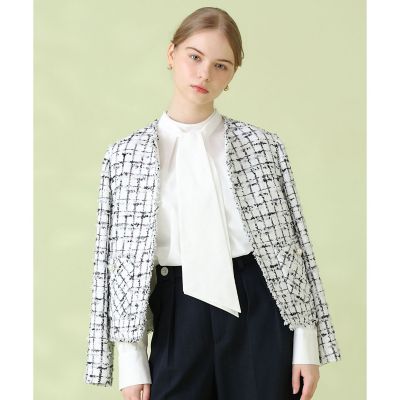 セットアップ対応商品】モノトーンツイードクルー ジャケット | ANAYI