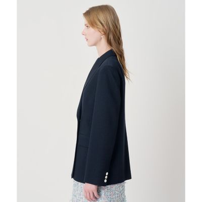 Lounie ウール調オックスストレッチダブルジャケット ネイビー サイズ36 ウールオックスダブルジャケット|ANAYI OFFICIAL ONLINE STORE｜アナイ