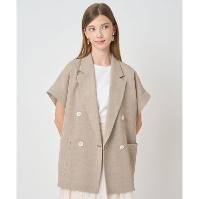 セットアップ対応商品】カラミリネンライクノーカラージャケット