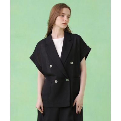 未使用】ANAYI 2025SS カラミリネンライクフレンチスリーブジャケット セットアップ対応商品】カラミリネンライクフレンチスリーブ