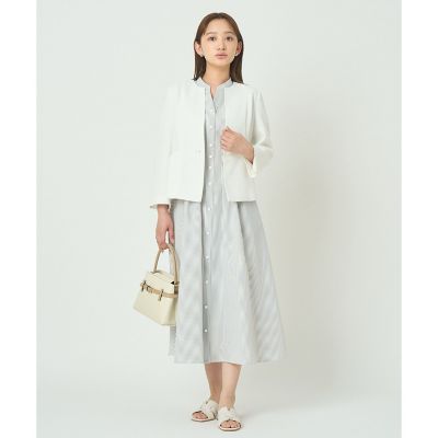 近年♡美品✨アナイ リネンオックスダブルジャケット パールボタン ホワイト 36 カラミリネンライクノーカラー ジャケット〈セットアップ対応商品