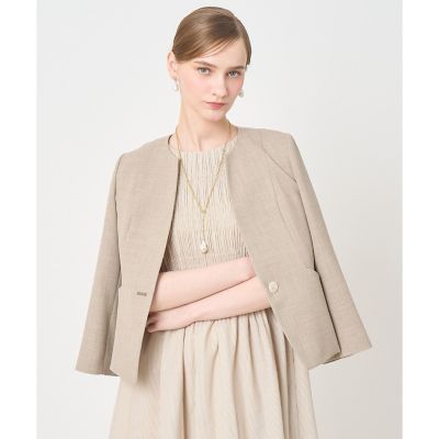 カラミリネンライクノーカラー ジャケット〈セットアップ対応商品