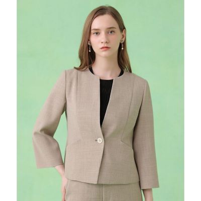 カラミリネンライクノーカラー ジャケット〈セットアップ対応商品