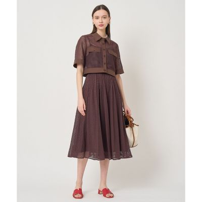 メッシュラッセル5分袖シャツブルゾン〈セットアップ対応商品