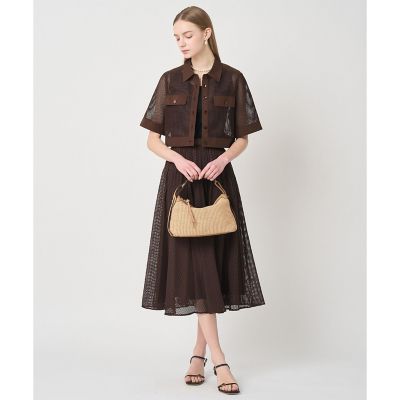 メッシュラッセル5分袖シャツブルゾン〈セットアップ対応商品