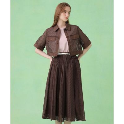 メッシュラッセル5分袖シャツブルゾン〈セットアップ対応商品