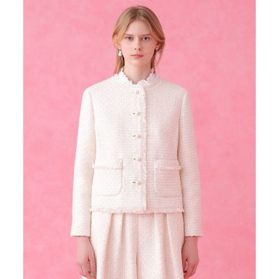 セットアップ対応商品】ソフトベージュツイードクルー ジャケット