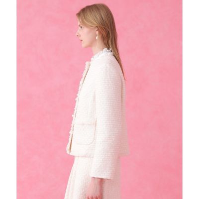 セットアップ対応商品】ソフトベージュツイードクルー ジャケット