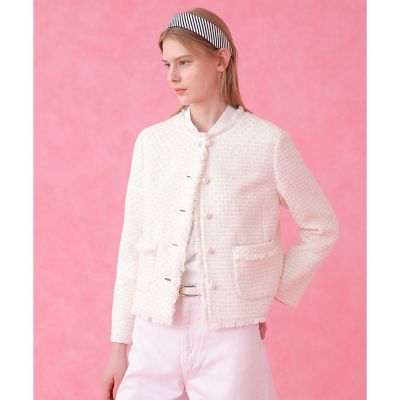 セットアップ対応商品】ソフトベージュツイードクルー ジャケット