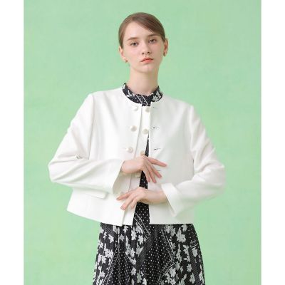バスケットノーカラーダブルジャケット〈セットアップ対応商品