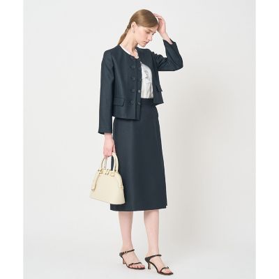 バスケットノーカラーダブルジャケット〈セットアップ対応商品