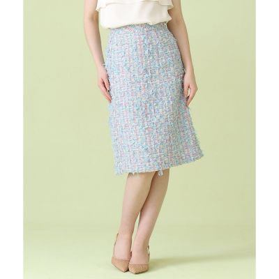 ＜ANAYI＞【セットアップ対応商品】ブルーミックスツイードタックミニ　スカート