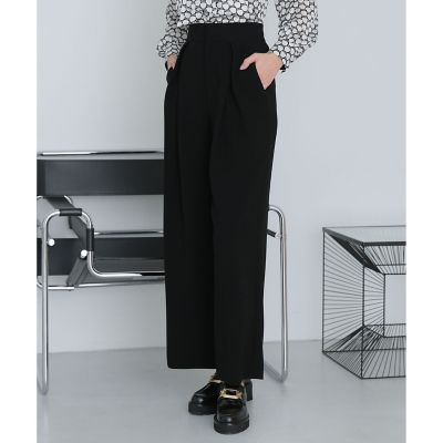 ANAYI/アナイ ダブルクロスタックワイドパンツ 95ブラック パンツ・ズボン【三越伊勢丹/公式】