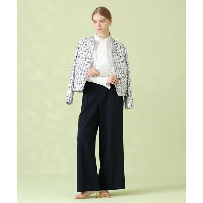 ＜ANAYI＞【セットアップ対応商品】オックスストレッチタックワイドパンツ