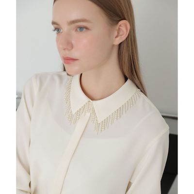 セットアップ対応商品】ダブルクロスフリンジビジュー ブラウス