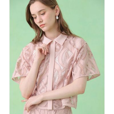 リーフコード刺繍半袖 ブラウス〈セットアップ対応商品〉 | ANAYI