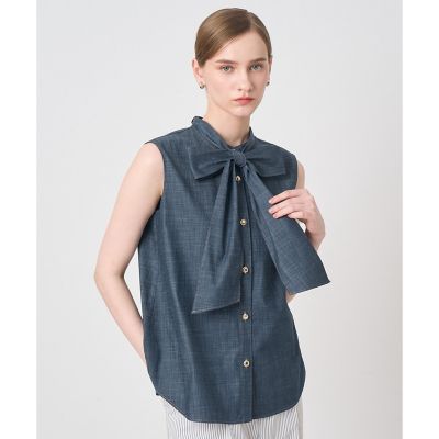 ＜ANAYI＞スラブシャンブレーノースリブラウス