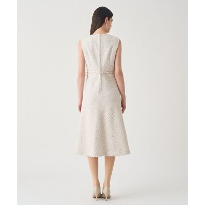 Rene ルネ ミックスツイードニットワンピース ノースリーブ ギャザー Rene ルネ ミックスツイードニットワンピース ノースリーブ ギャザー