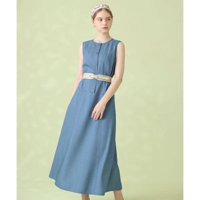 セットアップ対応商品】オックスストレッチベルテッド ワンピース