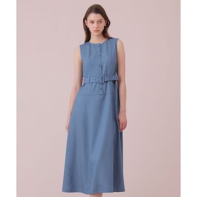 セットアップ対応商品】オックスストレッチベルテッド ワンピース