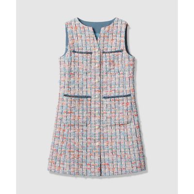 セットアップ対応商品】カラーミックスツイード4ポケット ワンピース