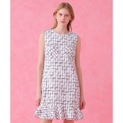 ＜ANAYI＞【セットアップ対応商品】モノトーンツイードミニフレア　ワンピース