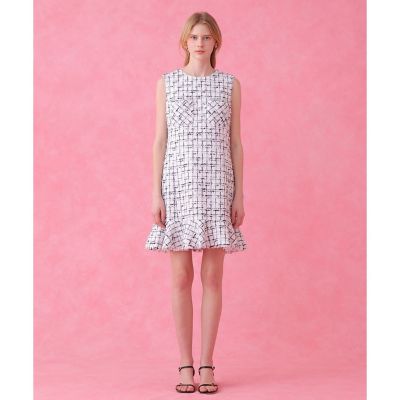 セットアップ対応商品】モノトーンツイードミニフレア ワンピース