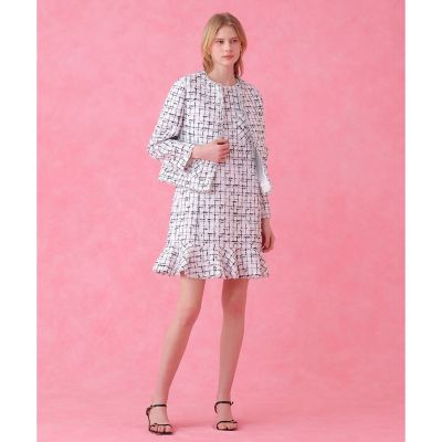セットアップ対応商品】モノトーンツイードミニフレア ワンピース