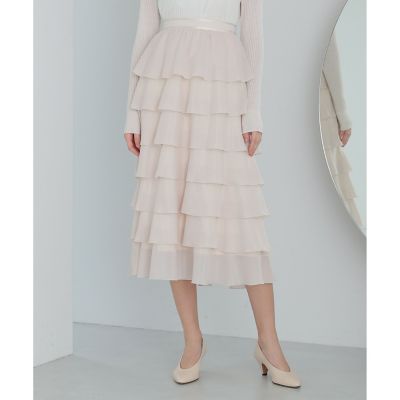 ANAYI/アナイ ブライトローンティアード スカート 04アイボリー ひざ丈スカート【三越伊勢丹/公式】