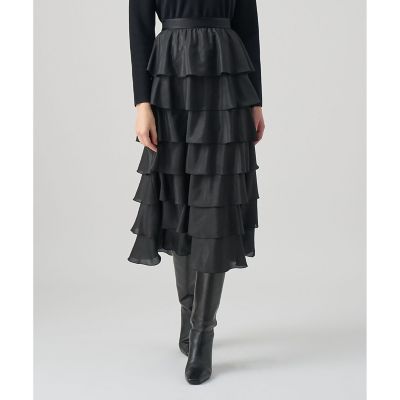 ANAYI/アナイ ブライトローンティアード スカート 95ブラック ひざ丈スカート【三越伊勢丹/公式】