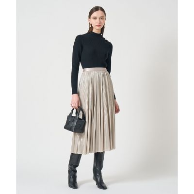 【178】アナイ　ラメプリーツ スカート　A ANAYI(アナイ)｜セミシャイニーラメプリーツ スカート/ブラック の通販