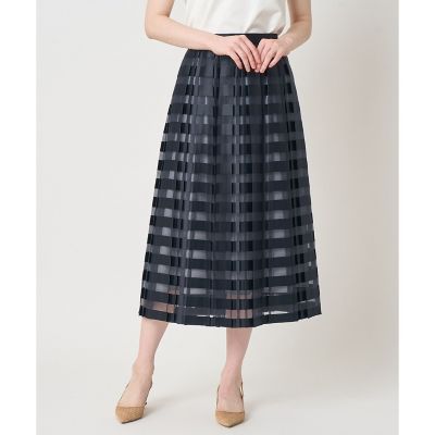 ＜ANAYI＞ボーダージャカードプリーツ　スカート