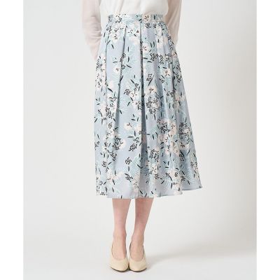 ＜ANAYI＞アイシーフラワープリントタックフレアスカート