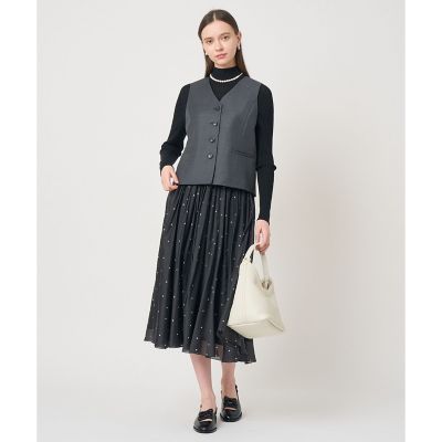 ✩最終値下げ美品✩アナイオーガンジープリーツスカートグレー38定価２８０００ ドットオーガンジープリーツ スカート | ANAYI/アナイ | 三越伊勢丹