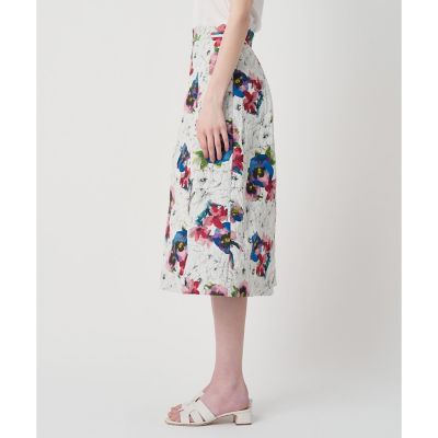 24SS♡ANAYI アナイ チューリッププリントフレアスカート 38 フラワー ふくれフラワージャカードフレア スカート | ANAYI/アナイ | 三越