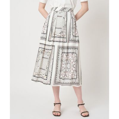 ＜ANAYI＞スカーフプリントタックスカート