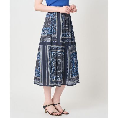 定価2万円☆24SS☆アナイ　ANAYI アートプリント　ギャザータックスカート 定価2☆24SS☆アナイ ANAYI アートプリント ギャザータックスカート