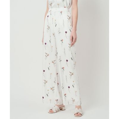 ＜ANAYI＞【セットアップ対応商品】ボタニカルサテンプリントイージーパンツ