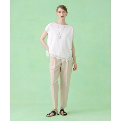 26SS 今期 極美品 ANAYI サッカーストレッチテーパードパンツ ホワイト サッカーストレッチテーパードパンツ〈セットアップ対応商品〉 | ANAYI