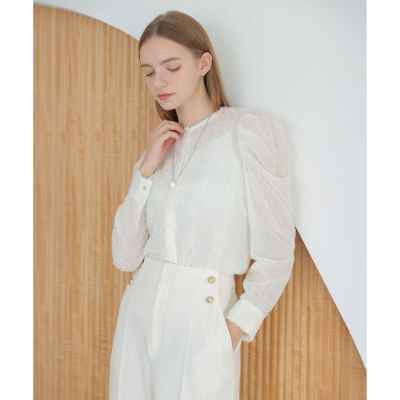 ＜ANAYI＞カットジャカードパワショル　ブラウス