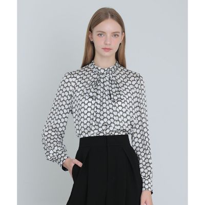 ＜ANAYI＞【セットアップ対応商品】メーレプリントリボンタック　ブラウス