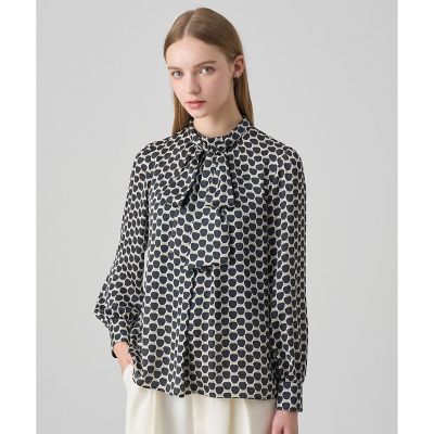 極美品　マルティニーク　千鳥格子バックタックブラウスワンピース リボン付　F 予約商品11月下旬以降順次お届け】【セットアップ対応商品