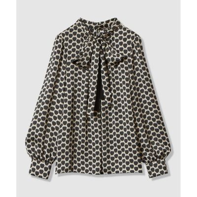 アナイ 26SS 10261713020 ﾎﾜｲﾄﾐｯｸｽ ﾎﾟﾘｳﾚﾀﾝ ﾒｰﾚﾌﾟﾘﾝﾄﾘﾎﾞﾝﾀｯｸ ﾌﾞﾗｳｽ 36 セットアップ対応商品】メーレプリントリボンタック ブラウス | ANAYI