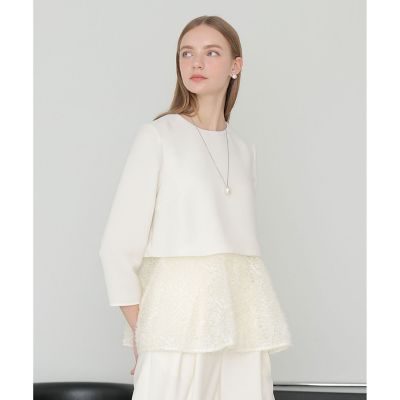 ＜ANAYI＞テープチュール刺繍レイヤード　プルオーバー