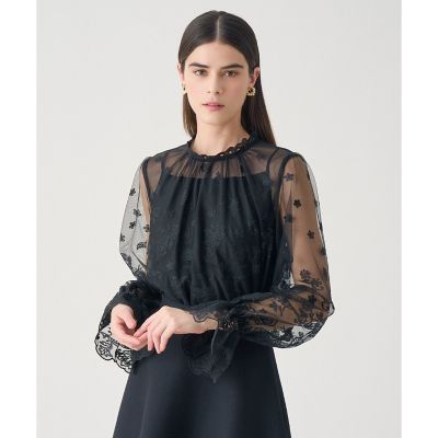 Eternal Line 2026】チュール刺繍ベル袖 ブラウス