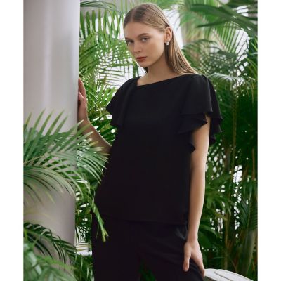 ＜ANAYI＞【別注】ダブルクロスフレアスリーブ　ブラウス