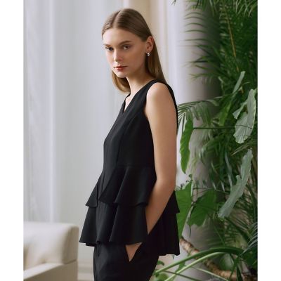 ＜ANAYI＞【別注】ダブルクロスペプラム　ブラウス